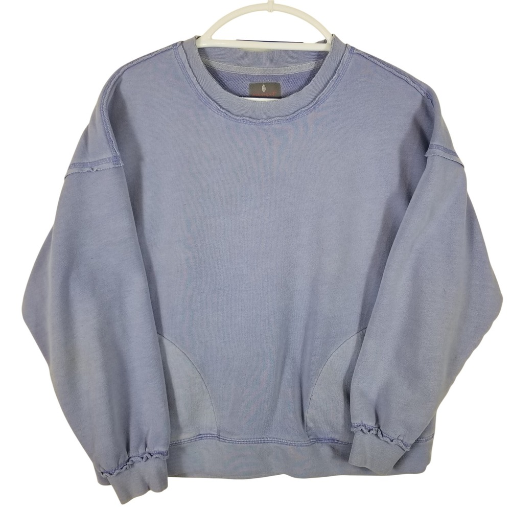 FP Movement Free People Metti Crew Sweatshirt Blue Purple XS Exposed Seam Pocket